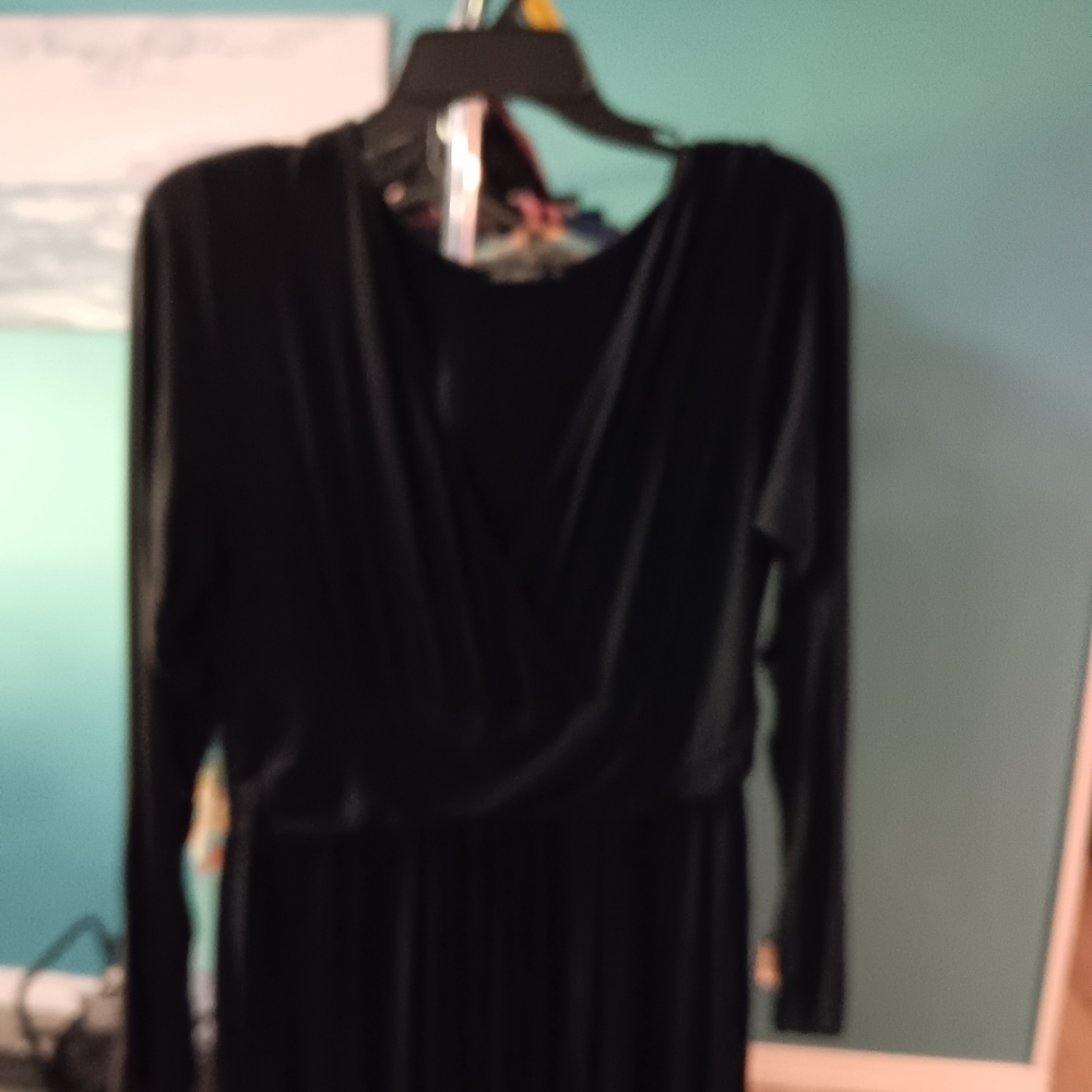 Ouges Elegant Black Long Sleeve Dress